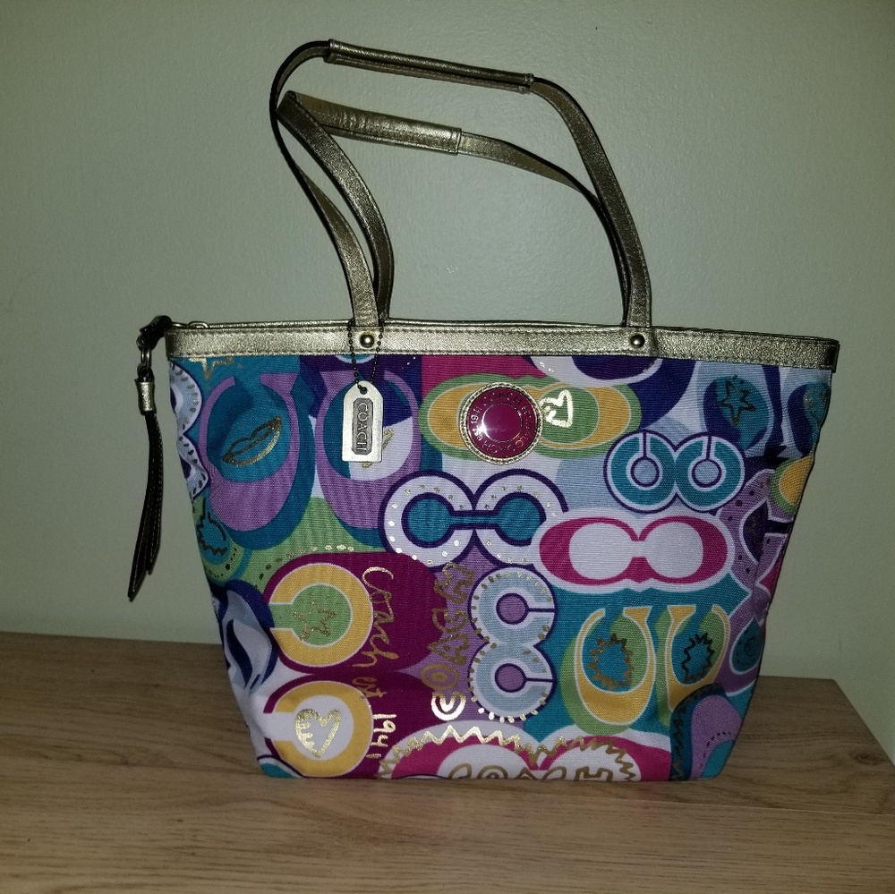 Coach Poppy Script Multi Graffiti Purse